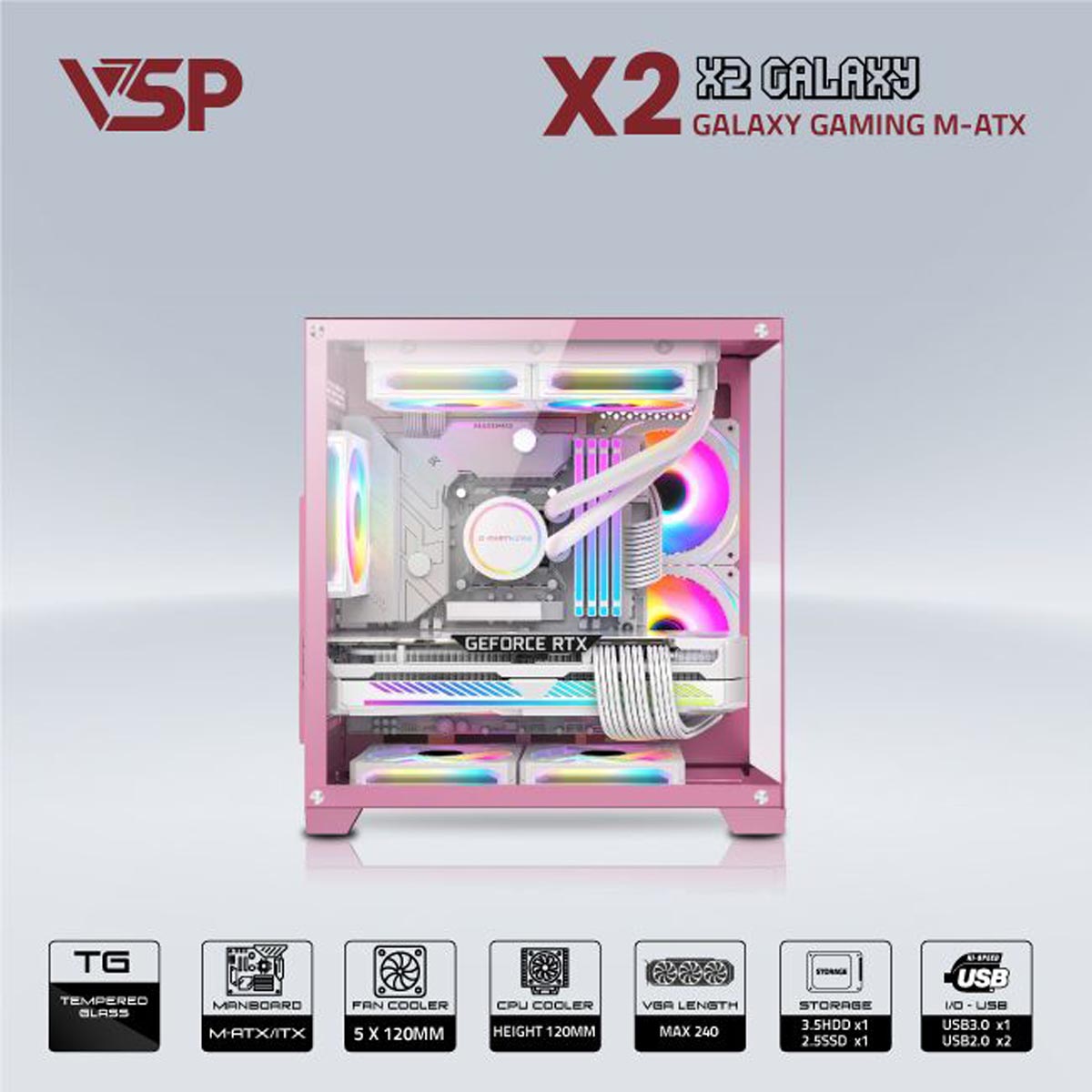 Vỏ Case VSP X2 Galaxy Pink