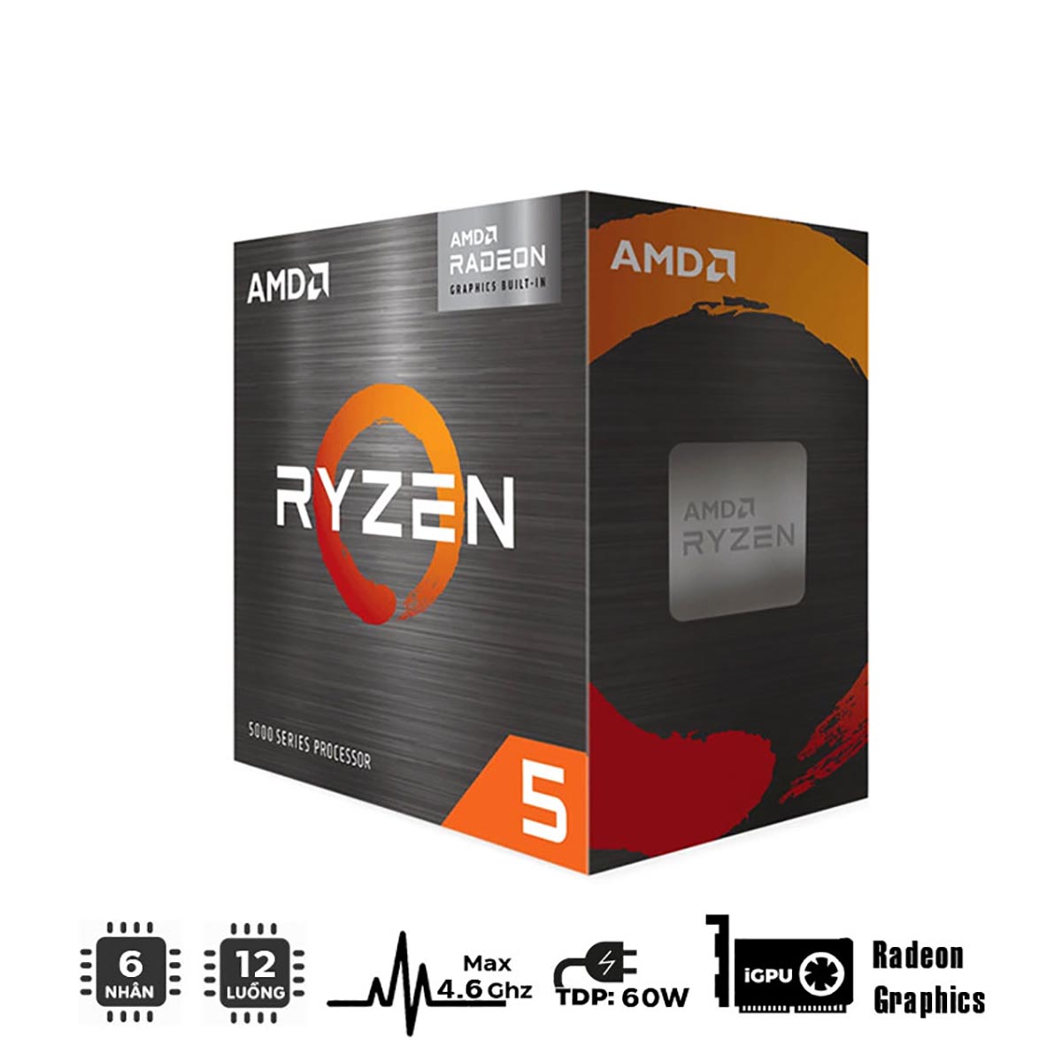 CPU AMD Ryzen 5 5600GT (3.6GHz Upto 4.6GHz / 19MB / 6 Cores, 12 Threads / 65W / Socket AM4)