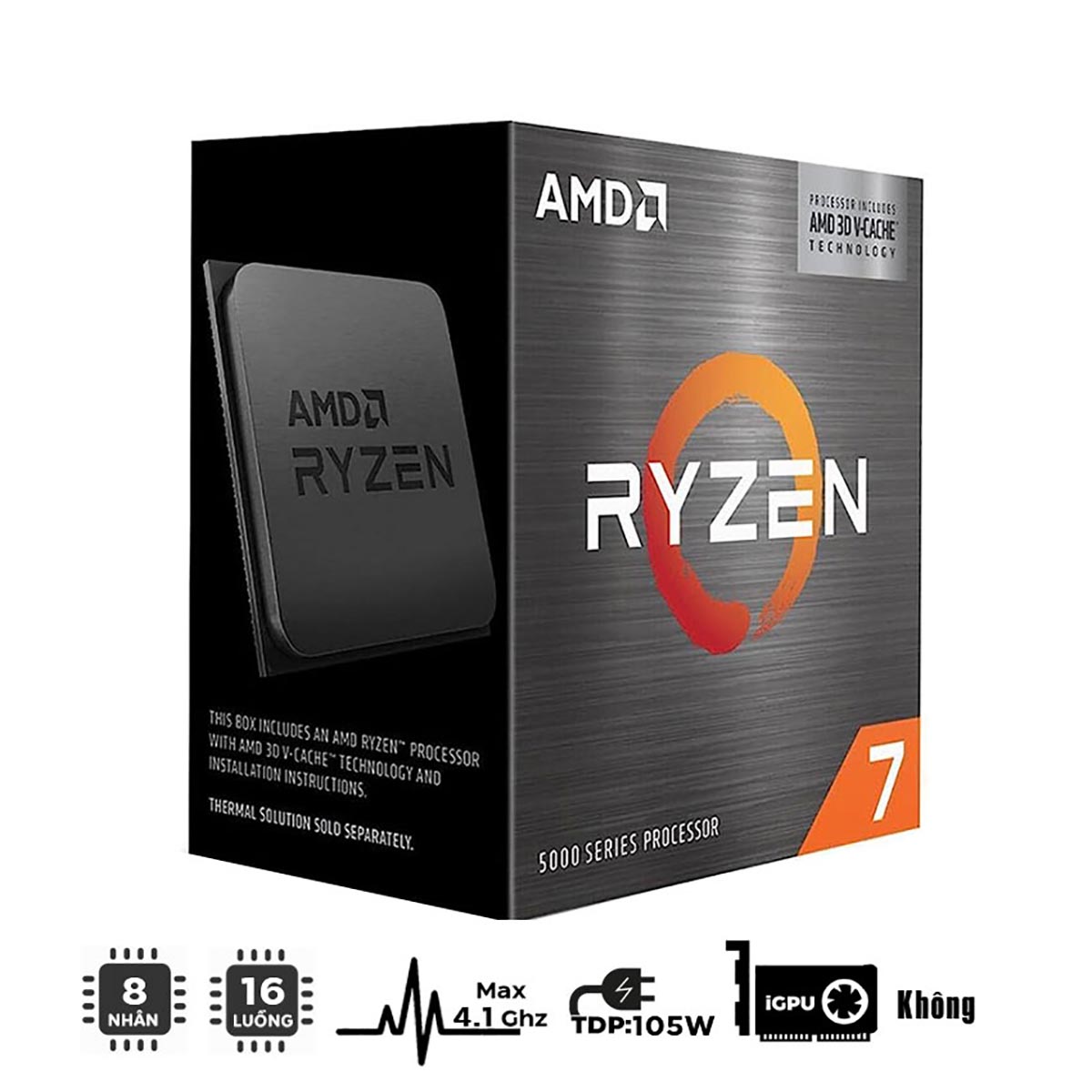 CPU AMD Ryzen 7 5700X3D (3.0GHz Upto 4.1GHz / 100MB / 8 Cores, 16 Threads / 105W / Socket AM4)
