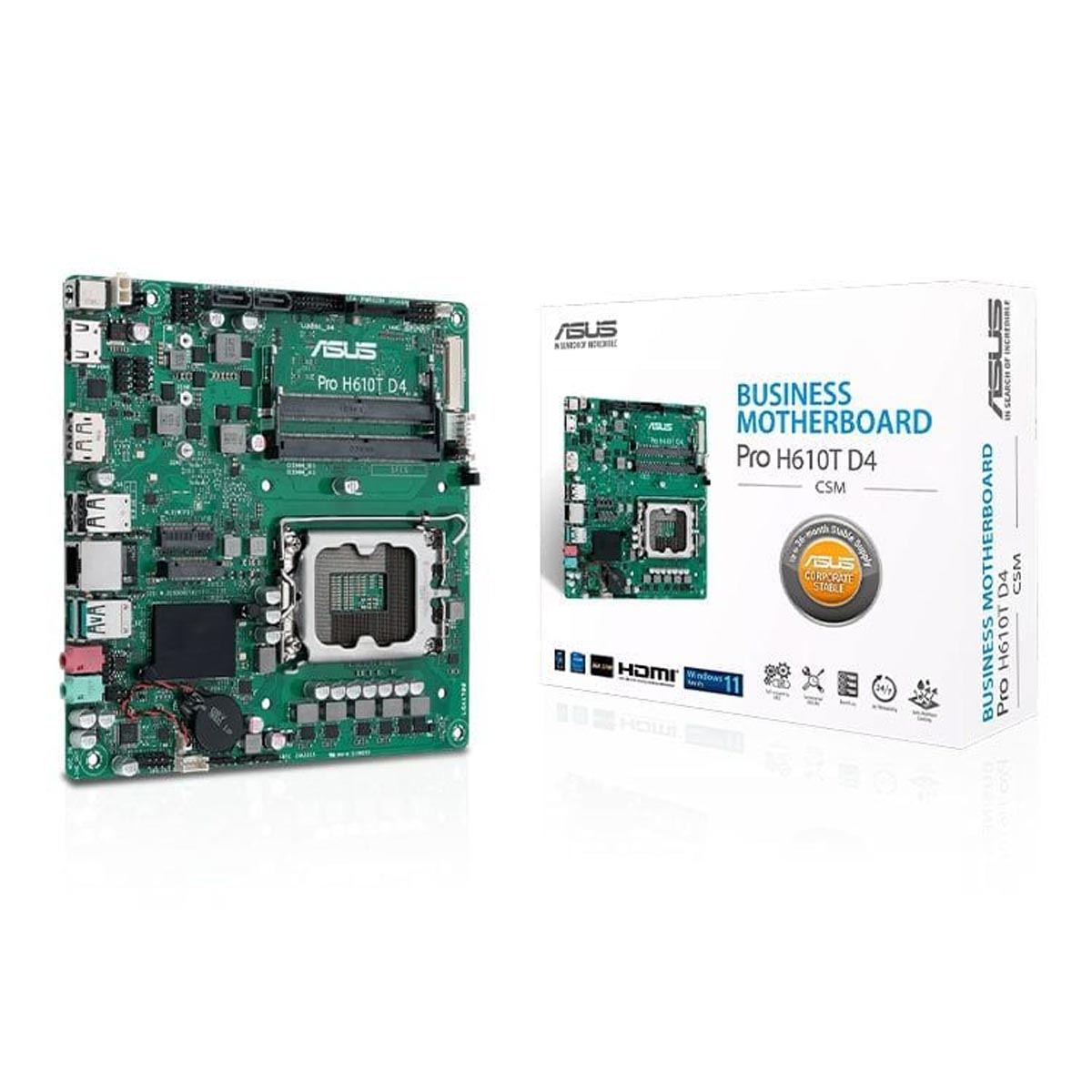 Mainboard ASUS Pro H610T D4-CSM | Intel H610, Socket 1700, Mini-ITX, 2 khe DDR4