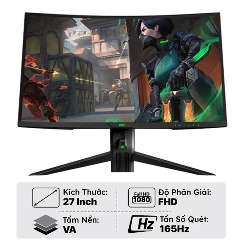 Màn Hình Máy Tính LCD 27Inch HKC M27G5F Full HD VA 165Hz 1ms HDR Gaming Cong