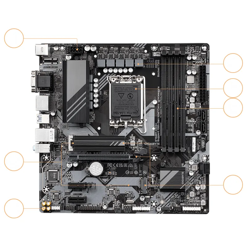 Mainboard Gigabyte B760M E (rev. 1.0) | Intel B760, Socket 1700, Micro ATX, 2 khe DDR5