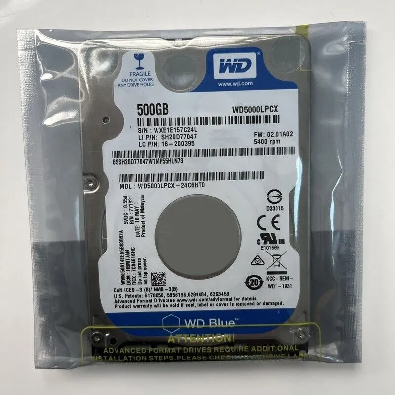 Ổ cứng HDD Wd Sata 3 500Gb Caviar Blue 2.5Inch 5400Rpm(WD5000LPCX)