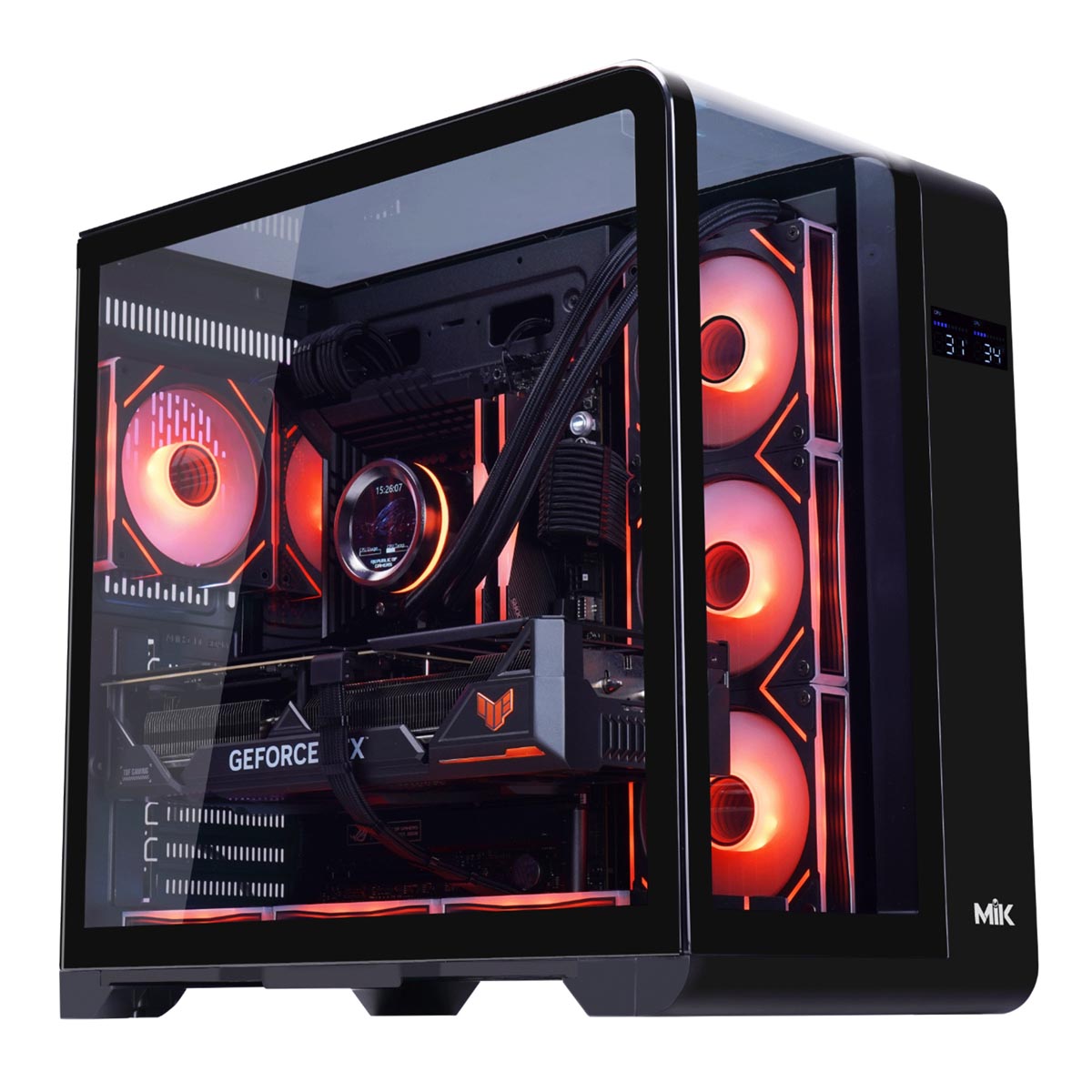 Vỏ Case Mik Barbatos ATX - Black | AIO 360, view 3 góc