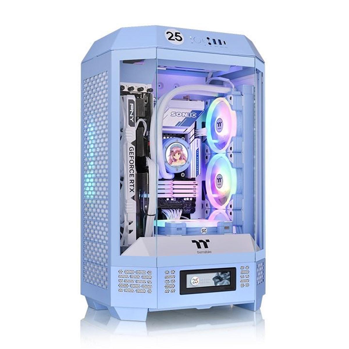 Vỏ Case Thermaltake The Tower 300 Hydrangea Blue Micro Tower Chassis | Xanh, sẵn 2 fan ARGB 14cm (CA-1Y4-00SFWN-00)