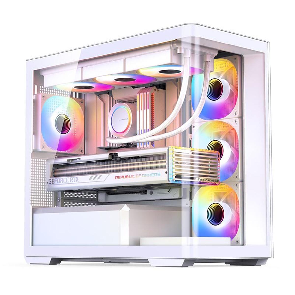 Vỏ case Jonsbo D300 - White | Micro-ATX, kính cong