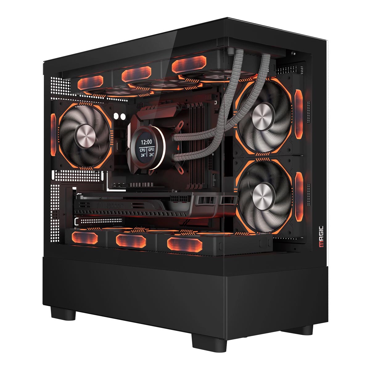 Vỏ case Magic MIX Tower Pro | Đen, AIO 360, không kèm fan