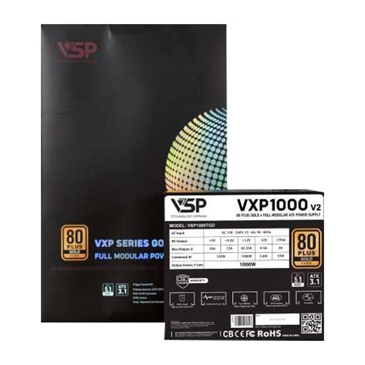 Nguồn Máy Tính VSP VXP 1000W TGD V2 Gold Full Range