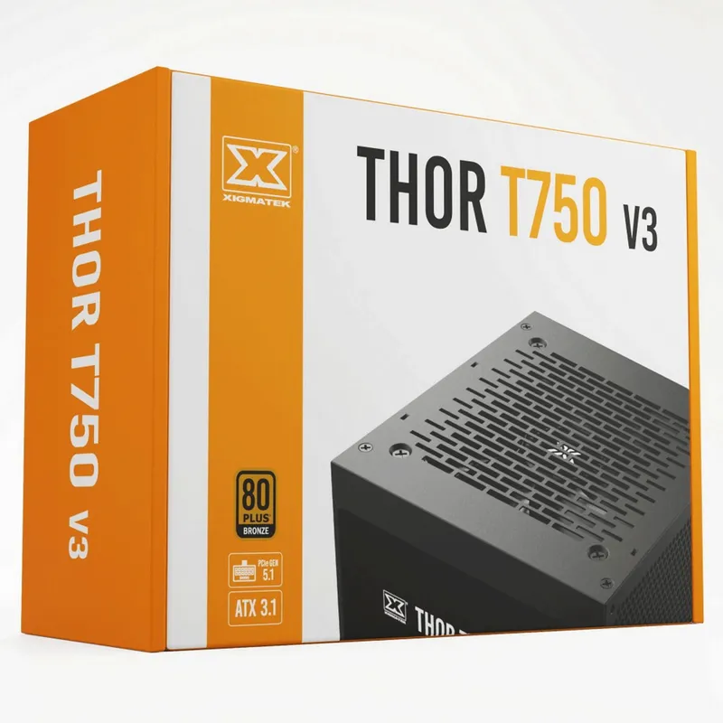 Nguồn Máy Tính Xigmatek Thor T750 V3 750W | 80 Plus Bronze, PCIe Gen 5.1, ATX 3.1, 100% cáp dẹt đen