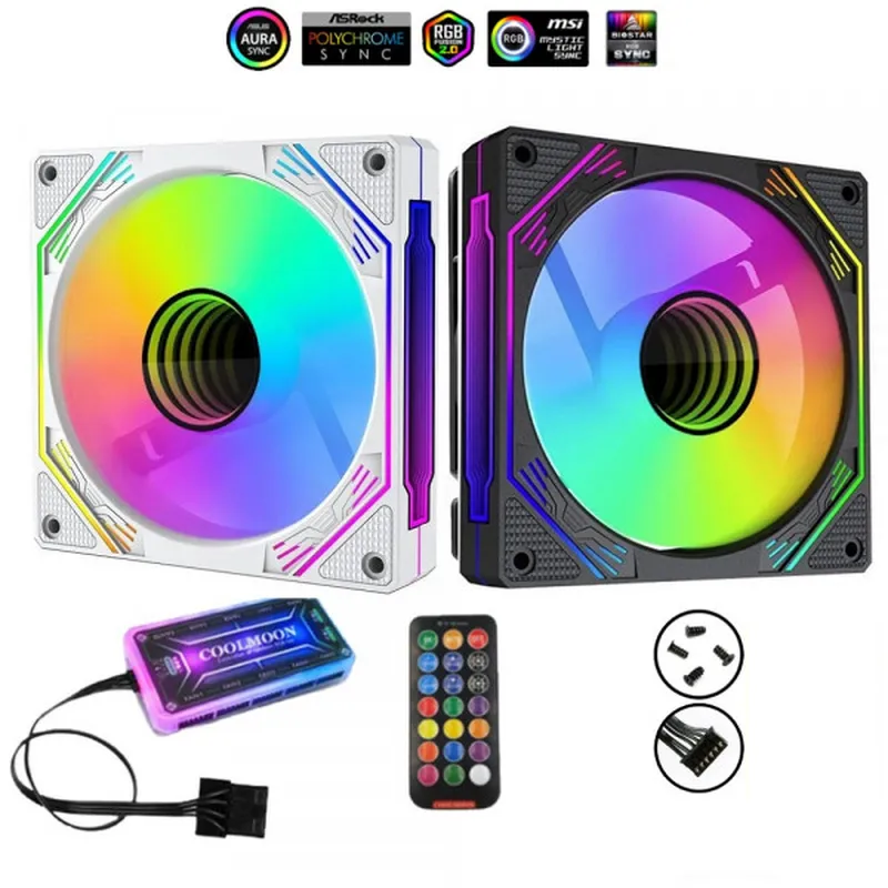 Fan Case Leopard Prism 4RS RGB - White | Kit 5 fan, kèm sẵn hub, remote