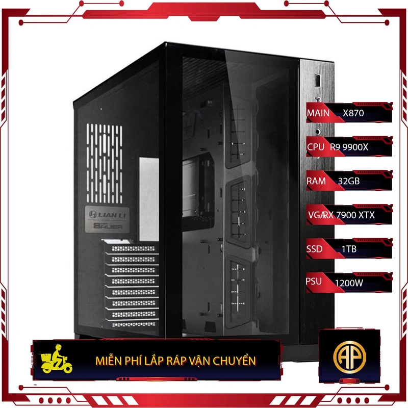 PC AMD Đen X870 R9 9900X 32GB RX 7900 XTX ( All New)