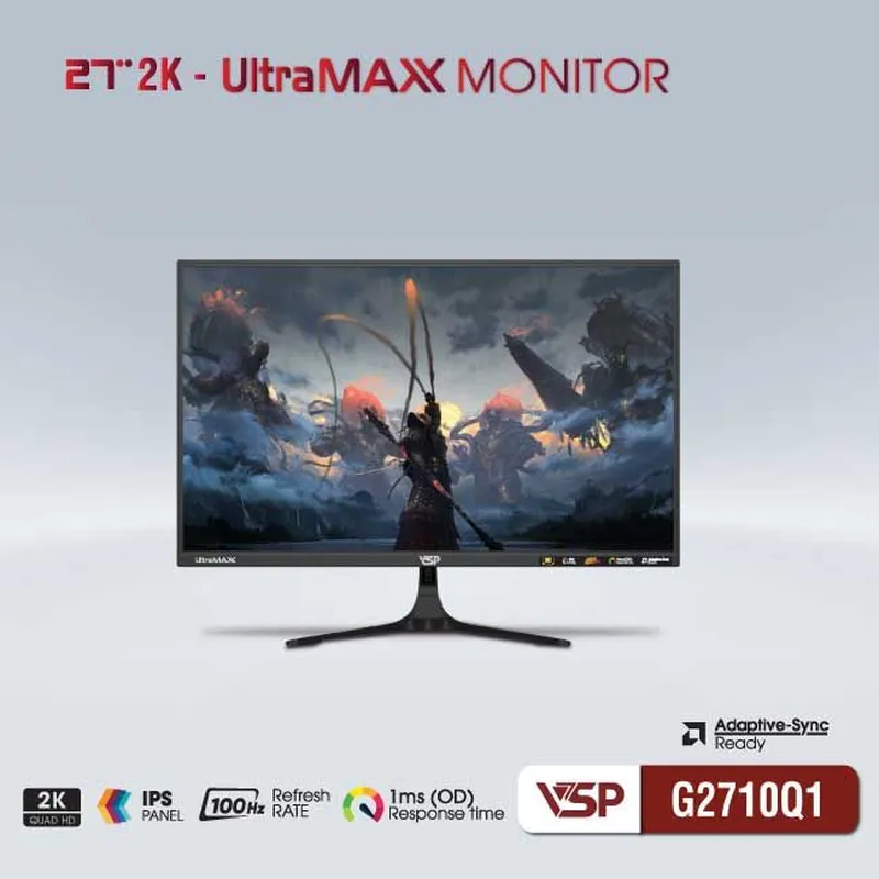 Màn Hình Máy Tính Văn Phòng VSP G2710Q1 | 27 inch, 2K, IPS, 100Hz, 1ms, Đen