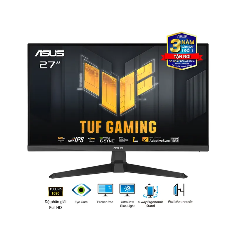 Màn Hình Máy Tính ASUS TUF Gaming VG27VQ3B | 27 inch, Full HD, Fast VA, 180Hz, 1ms, cong