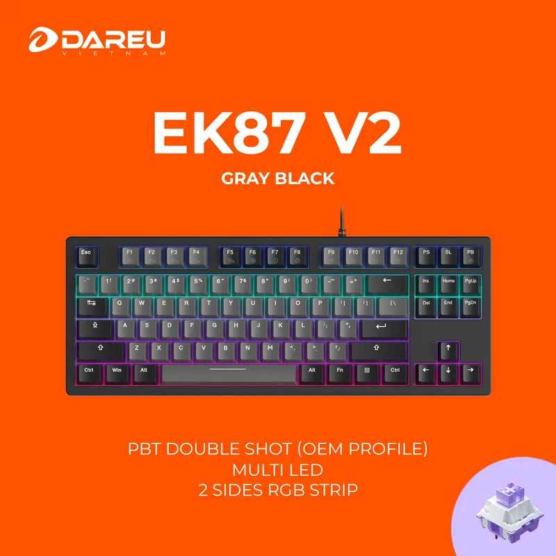 Bàn phím cơ Dare-U EK87 V2 | White black, dream switch