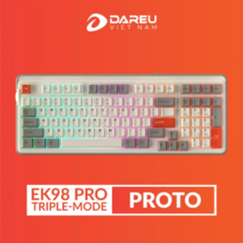 Bàn phím cơ Dare-U EK98 Pro Proto | Wireless, Triple Mode, Cherry PBT Double Shot, Gasket Mount, RGB, Dream (Linear) Switch