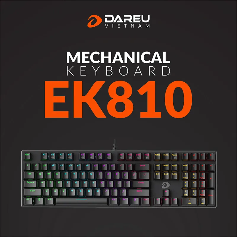 Bàn phím cơ Gaming DAREU EK810 (Blue Switch) - Black (Multi-LED)