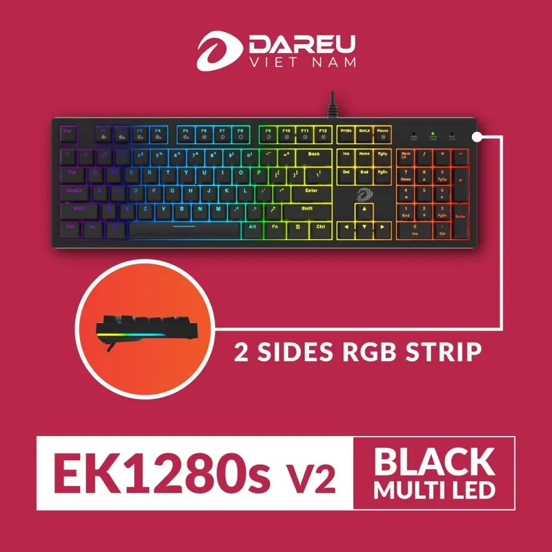 Bàn phím cơ Dare-U EK1280s v2 | Đen, Red Switch