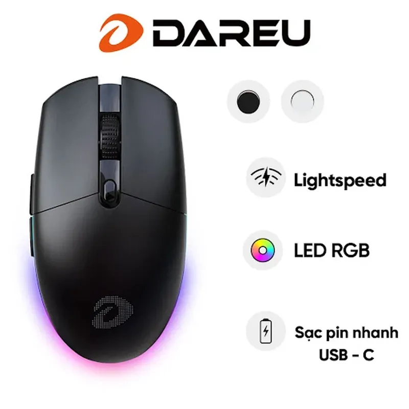 Chuột Gaming không dây DareU EM911X WIRELESS - 2.4G | Đen