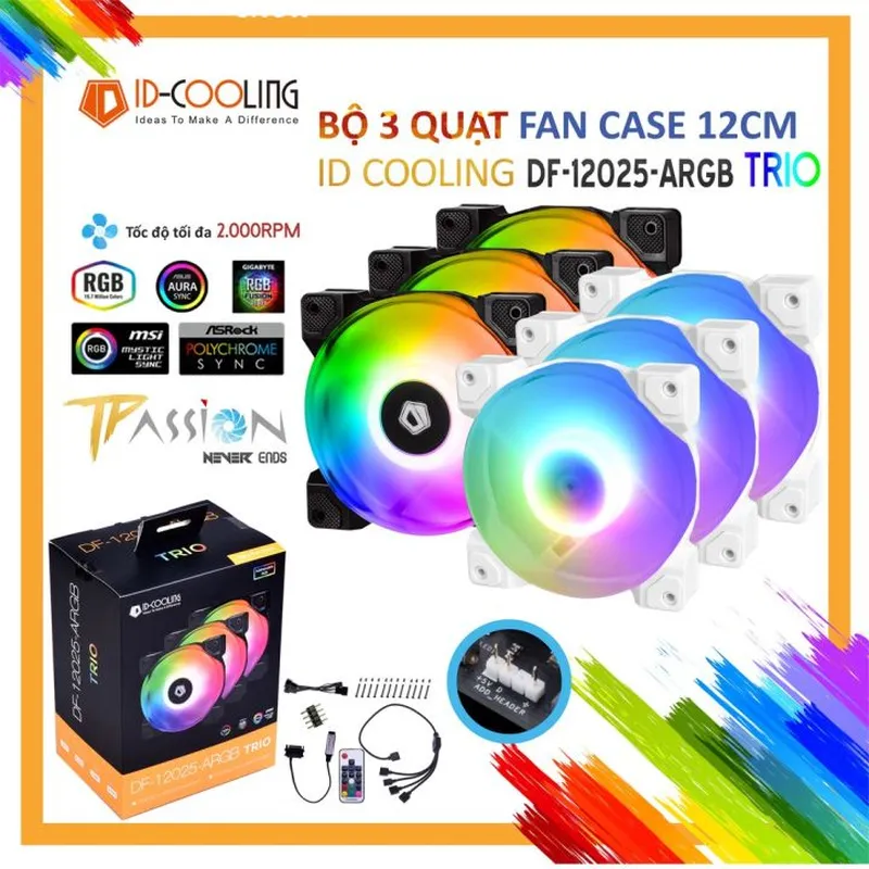 Fan case ID COOLING DF 1202512RFHN 12cm (không led)