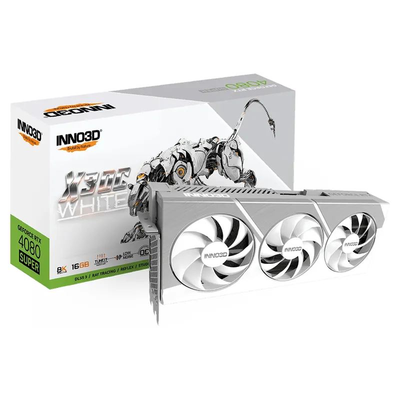 Card màn hình INNO3D RTX 4070 SUPER TWIN X2 OC WHITE: Hiệu suất cao, thiết kế đẹp mắt.