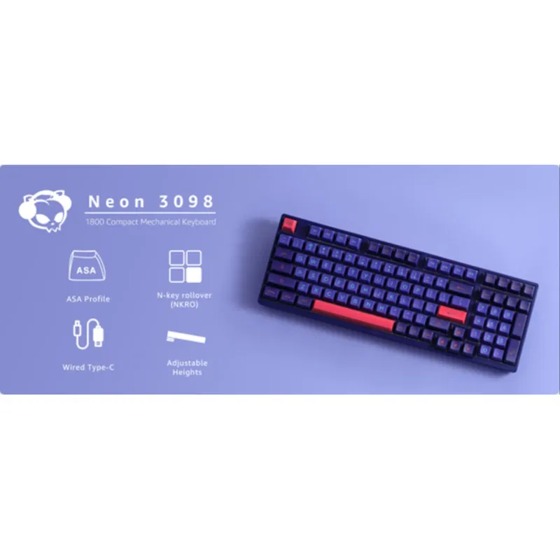 Bàn phím cơ AKKO 3098 Neon | Switch Cream Yellow Pro