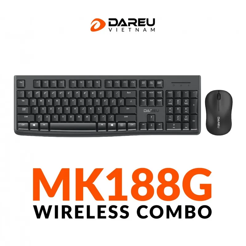 Combo phím chuột không dây DareU MK188G - Màu đen