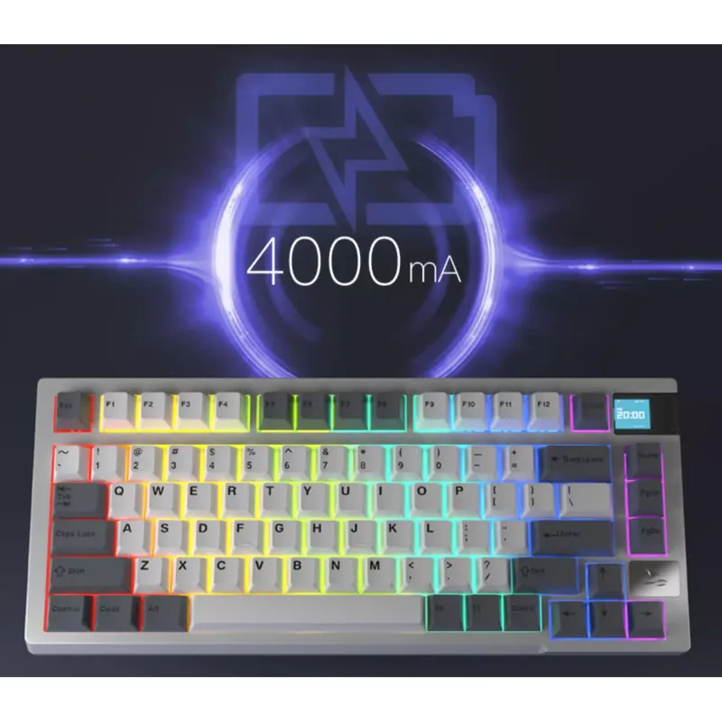Bàn phím cơ Darmoshark K8 White Grey RGB | 3 Mode, Hot Swap, Gateron EverFree Linear Switch