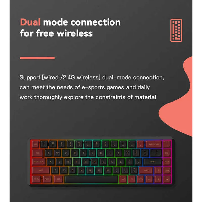 Bàn Phím Cơ Darmoshark K5 TTC Red Switch Wireless Dual Mode (Type-C & 2.4Ghz