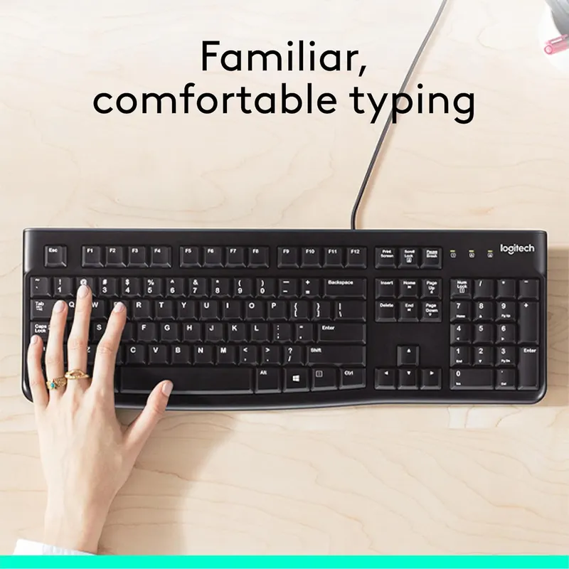 Bàn phím Logitech K120 | Đen, 104 phím, Có dây