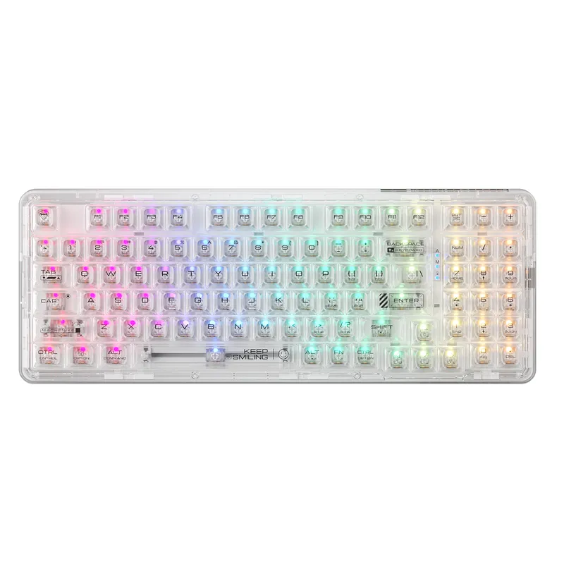 Bàn phím cơ K500F-B94W Tri-Mode RGB White Wireless GR Crystal Switch