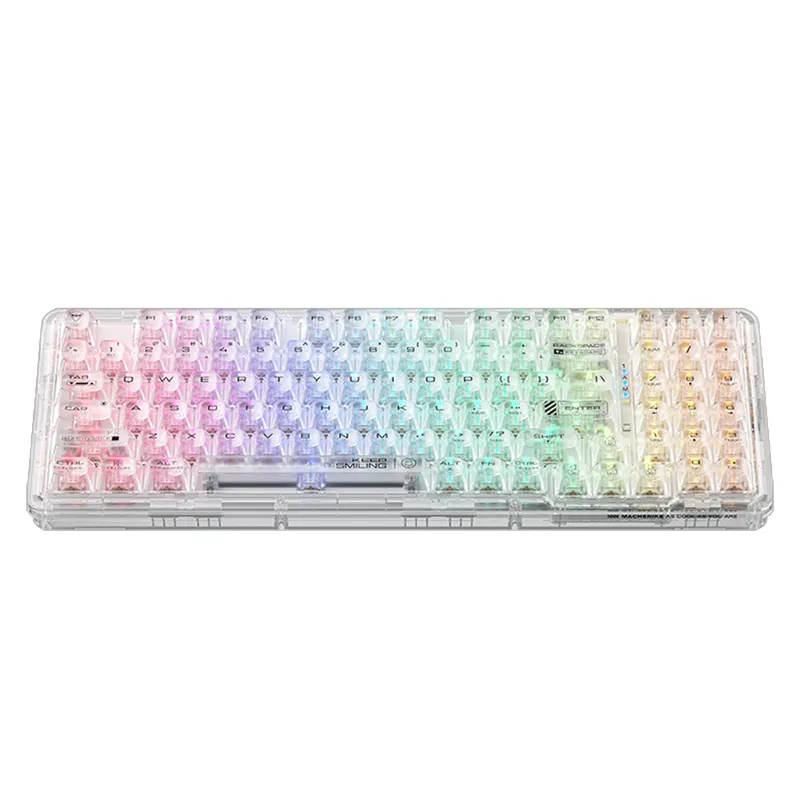 Bàn phím cơ K500F-B94W với công tắc Crystal Switch, đèn RGB, kết nối không dây.