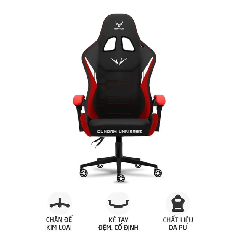 Ghế Gaming Gundam Universe Đen đỏ chân kim loại
