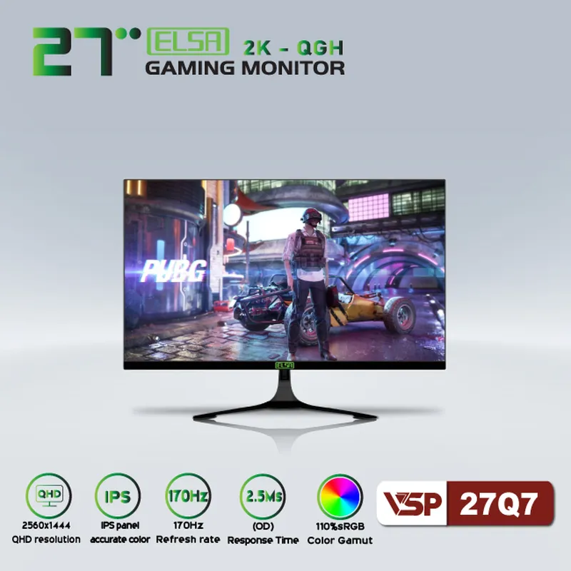 Màn Hình Máy Tính VSP Elsa 27Q7 27in Phẳng IPS 2K/QHD 170Hz