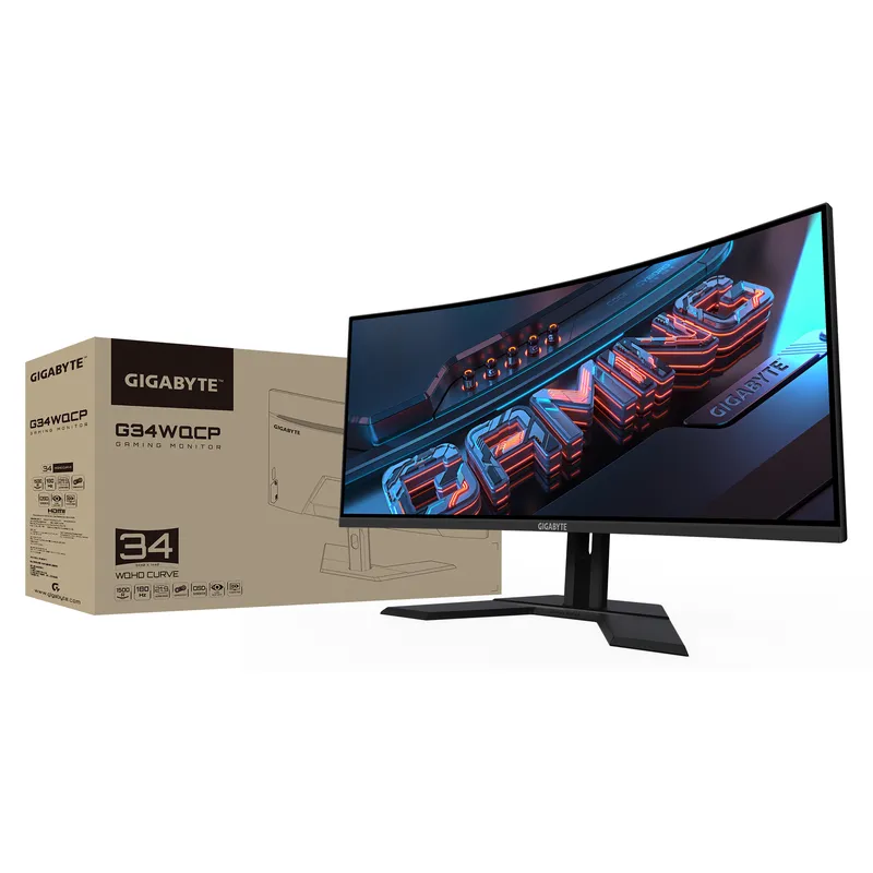 Màn Hình Máy Tính Gigabyte G34WQCP EK1 | 34 inch, WQHD, VA, 180Hz, 1ms, chân CTH, cong