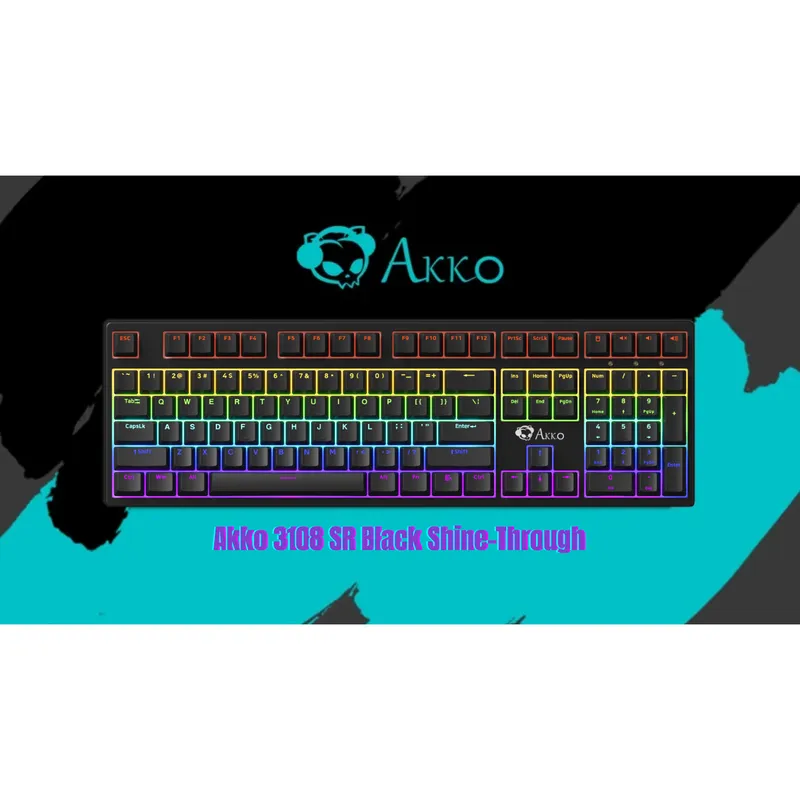 Bàn phím cơ Akko 3108 SR Black Shine Through | Switch Akko Blue (clicky)