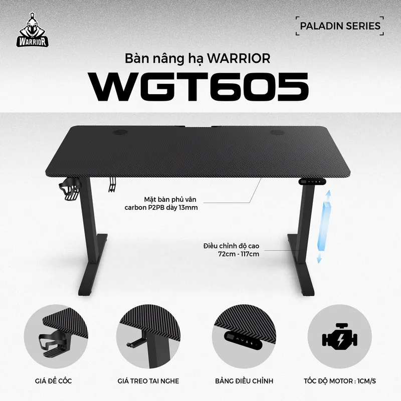 Bàn nâng hạ Warrior - Paladin Series – WGT605 Black