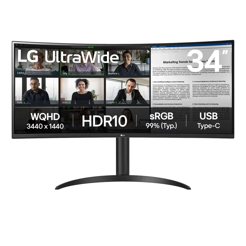 Màn Hình Máy Tính LG Ultrawide 2K 34WR55QK-B.ATV | 34 inch, WQHD, VA, 100Hz, 1ms, USB-C, chân CTH, cong