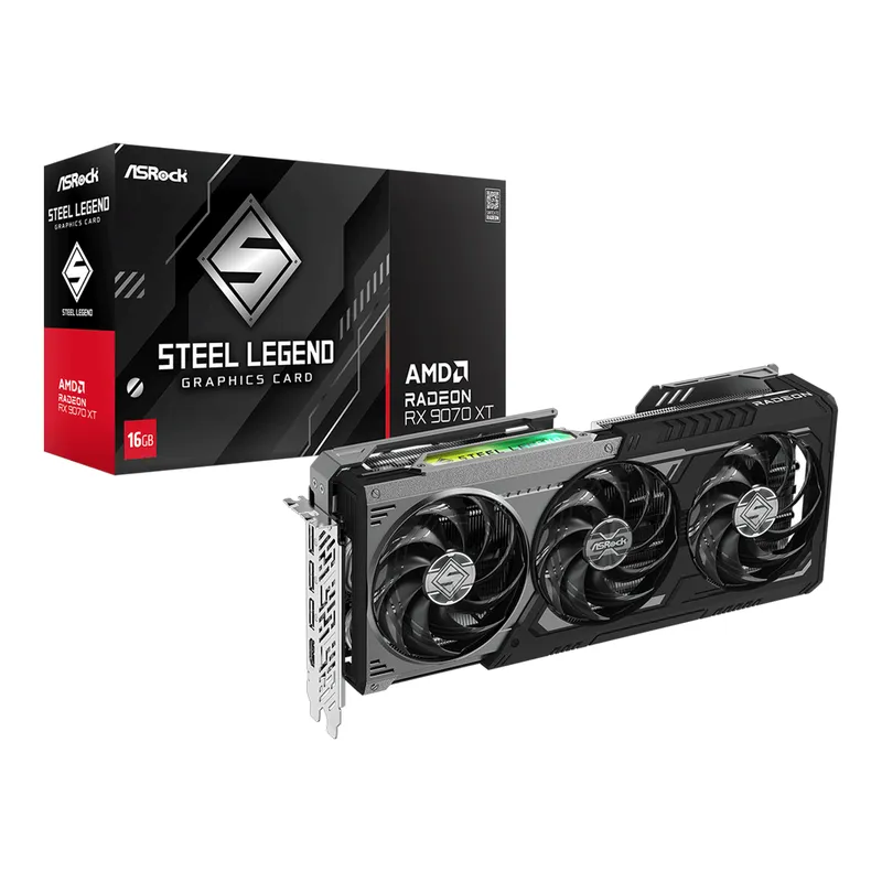 Card màn hình ASRock AMD Radeon RX 9070 XT Steel Legend Dark 16GB