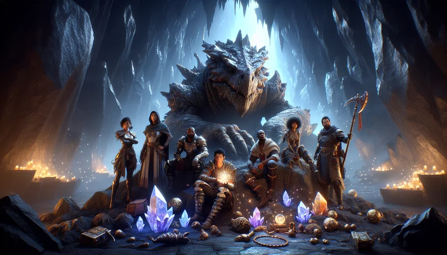 Bang hội hạ gục boss thế giới khổng lồ trong game grinding MMORPG.