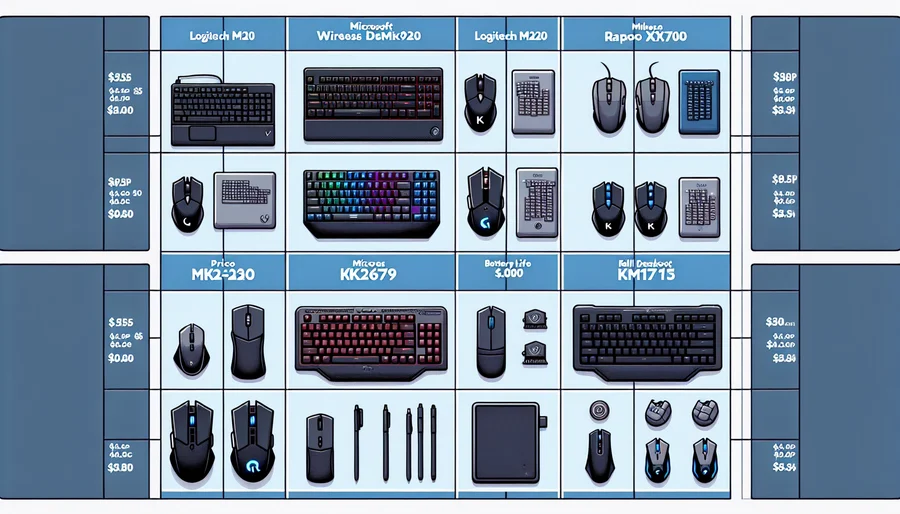 Bảng so sánh các combo bàn phím chuột