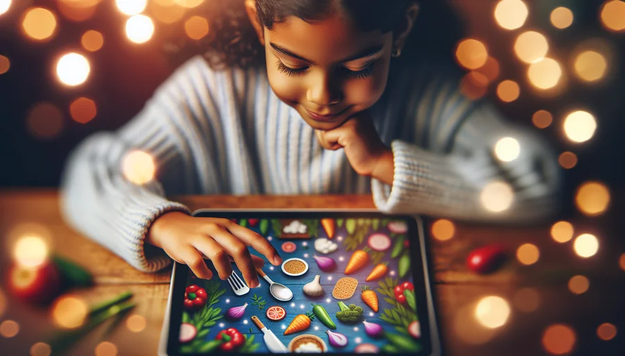 Bé chơi game nấu ăn giúp phát triển kỹ năng vận động tinh và phối hợp tay mắt.