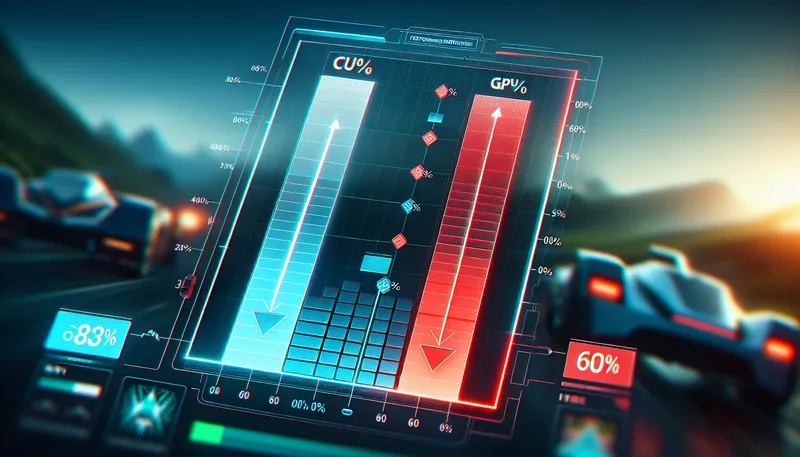 Biểu đồ thể hiện tình trạng nghẽn cổ chai CPU, với CPU Usage ở mức 100% trong khi GPU Usage lại thấp.