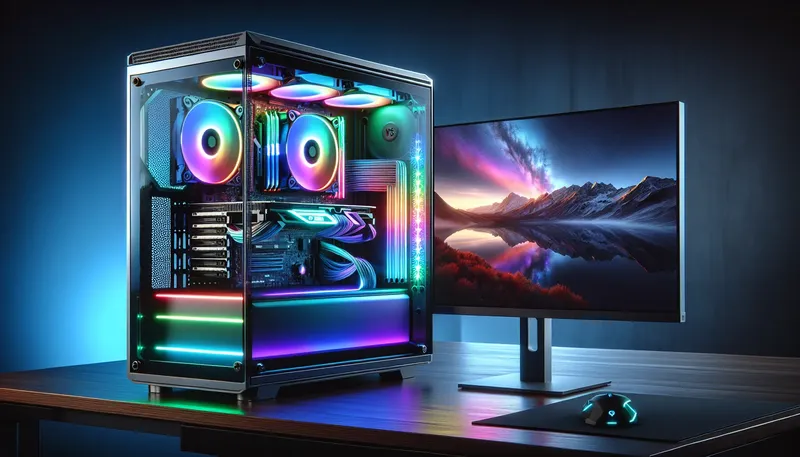 Bộ PC gaming Ryzen 5 hoàn chỉnh với đèn RGB rực rỡ, sẵn sàng chinh phục mọi tựa game.