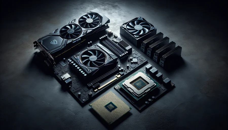 Các linh kiện cốt lõi quyết định sức mạnh của PC gaming cũ: GPU, CPU, và Mainboard.