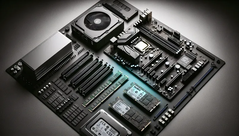 Các linh kiện máy tính quan trọng khi build PC: CPU, Mainboard B760, RAM dual channel, SSD NVMe và Nguồn PSU 80 Plus.