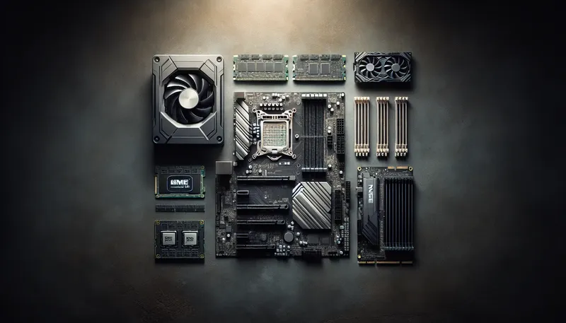 Các linh kiện quan trọng cho một PC dựng phim: CPU, RAM, card đồ họa GPU và ổ cứng SSD NVMe.