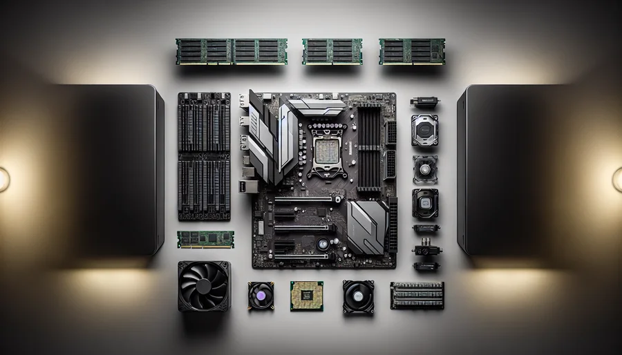 Các linh kiện rời để xây dựng một bộ PC văn phòng lắp ráp, cho phép tùy biến cấu hình linh hoạt.