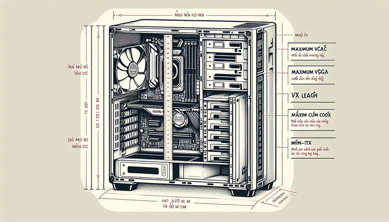 Các thông số tương thích quan trọng khi chọn vỏ case: kích thước mainboard, chiều dài VGA và chiều cao tản nhiệt CPU.