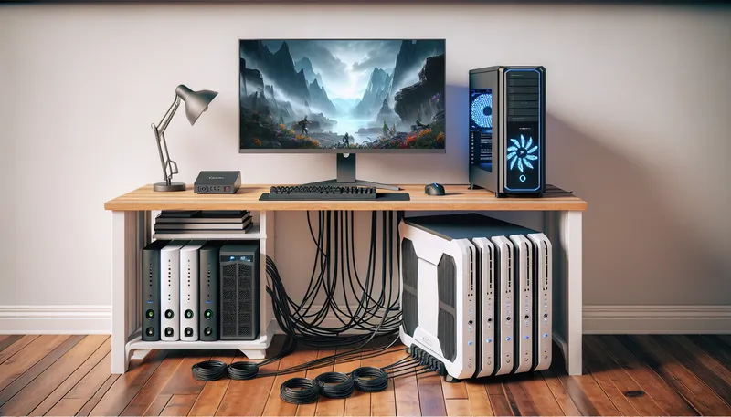 Cách cắm dàn PC gaming, màn hình và router vào đúng các ổ cắm có pin dự phòng của UPS.
