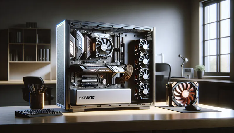 Cận cảnh cấu hình PC test game i7-9700 và RTX 2060, bao gồm mainboard, CPU, RAM và VGA.